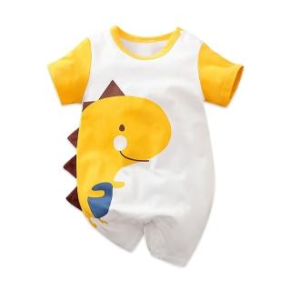 【JoyNa】短袖包屁衣 短袖寶寶連身衣 黃袖恐龍款 嬰兒服(造型款.春夏短袖)