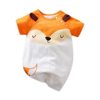 【JoyNa】短袖包屁衣 短袖寶寶連身衣 狐狸款 嬰兒服(造型款.春夏短袖)