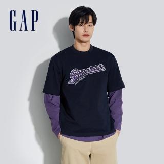 【GAP】男裝 Logo純棉印花圓領短袖T恤-海軍藍(885839)