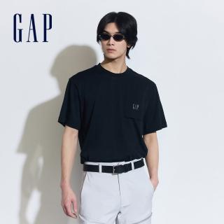 【GAP】男裝 Logo純棉圓領短袖T恤-炭黑色(460846)