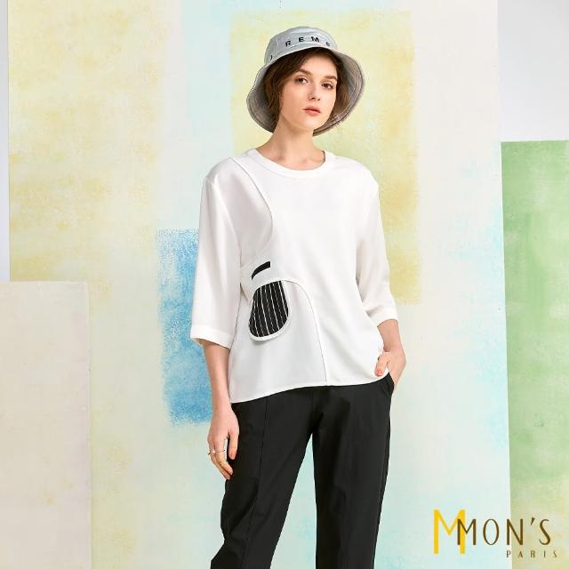 【MON’S】休閒寬鬆配色貼袋造型上衣