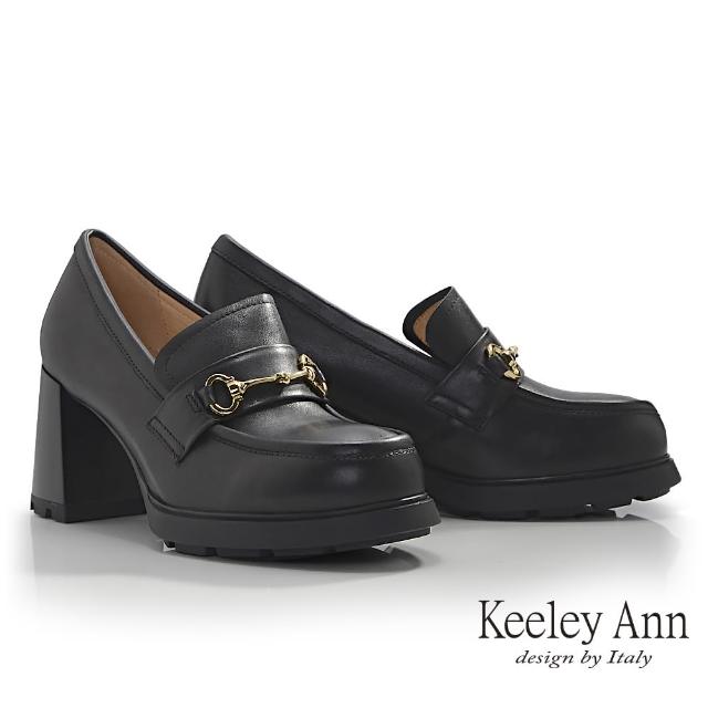 【Keeley Ann】馬銜扣厚底高跟樂福鞋(黑色425567210-Ann系列)