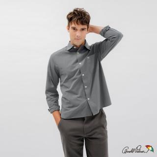 【Arnold Palmer 雨傘】男裝-簡約素色短版襯衫(灰色)