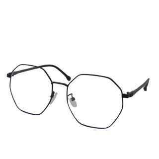 【Docomo】多邊形濾藍光眼鏡 輕量質感金屬鏡框 抗UV400經典款 抗藍光最佳利器 黑色鏡框(藍光眼鏡)