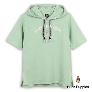 【Hush Puppies】女裝 帽T 簡約品牌英文刺繡小狗帽T(淺綠 / 43202105)