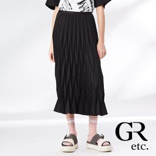 【GLORY21】網路獨賣款-etc.質感立體菱型紋百摺長裙(黑色)