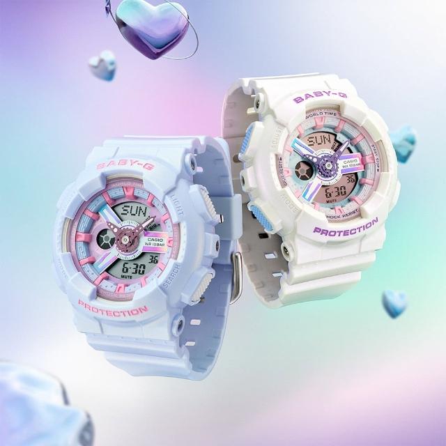 【CASIO 卡西歐】BABY-G 夢幻偏光雙顯手錶-2色可選(BA-110FH-2A/BA-110FH-7A/速)