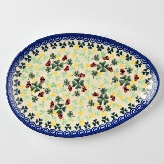 【波蘭陶】Vena 蛋形餐盤 陶瓷盤 菜盤 點心盤 沙拉盤 25cm 波蘭手工製(幸運符號系列)