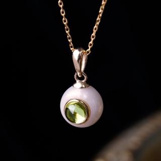 【Olivia Yao Jewellery】橄欖石珍珠18K金項鍊(生日石系列)