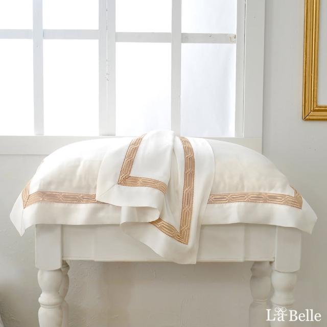 【La Belle】《薩爾瓦-金》特大天絲蕾絲防蹣抗菌吸濕排汗兩用被床包組(白色)