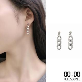 【00:00】韓國設計歐美潮流個性金屬鍊造型夾式耳環(無耳洞耳環 耳夾 夾式耳環)
