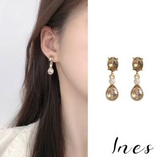 【INES】韓國設計復古水滴珍珠造型夾式耳環(無耳洞耳環 耳夾 夾式耳環)