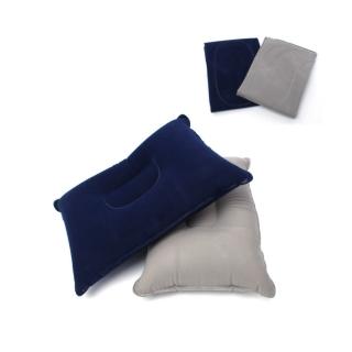 【May Shop】兩入 加厚植絨方形露營睡袋枕午休靠墊折疊旅行枕頭(充氣枕)