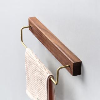 【zozo】胡桃木毛巾架-30cm(免打孔釘牆兩用/抹布架/浴室收納架)
