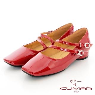 【CUMAR】方頭漆皮雙帶瑪莉珍鞋(紅色)