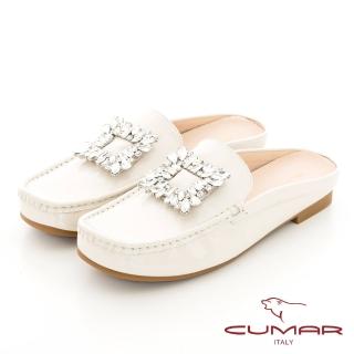 【CUMAR】大方鑽飾扣穆勒鞋(米白色)