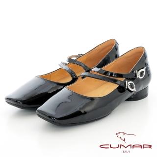 【CUMAR】方頭漆皮雙帶瑪莉珍鞋(黑色)