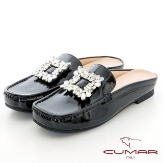 【CUMAR】大方鑽飾扣穆勒鞋(黑色)