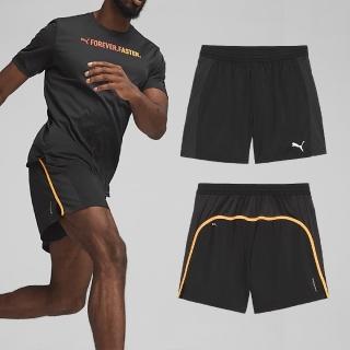 【PUMA】短褲 Run Fav Shorts 男款 黑 粉橘 吸濕 排汗 三角內裡 5吋 運動 褲子(525004-56)