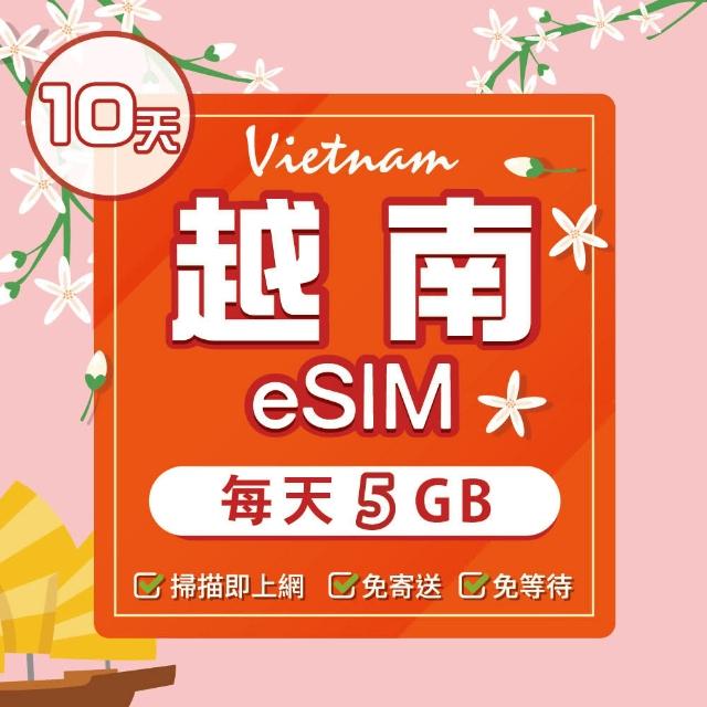 【環亞電訊】eSIM越南10天（軍用電信）每天5GB(eSIM 24H自動發貨 免等待免換卡 軍用電信 越南 越南網卡)