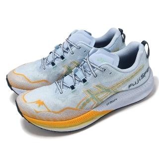 【asics 亞瑟士】越野跑鞋 Fujispeed 2 男鞋 藍 橘 編織 回彈 碳板 抓地 運動鞋 亞瑟士(1011B699401)
