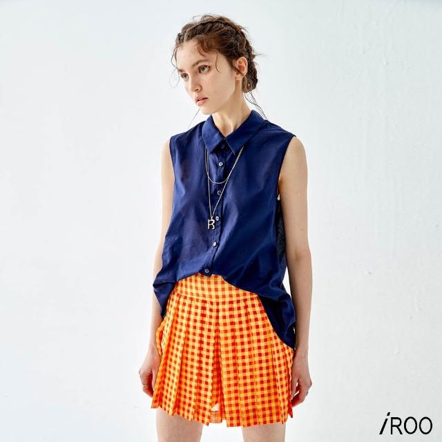 【iROO】泡泡格紋短褲裙