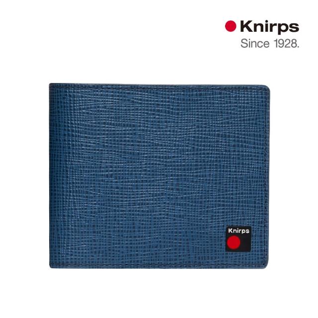 【Knirps 德國紅點傘】RFID 9卡經典短夾(十字紋藍)