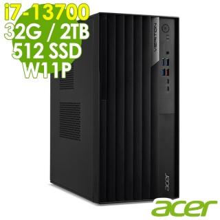 【Acer 宏碁】i7 十六核商用電腦(VM8715G/i7-13700/32G/2TB HDD+512G SSD/W11P)