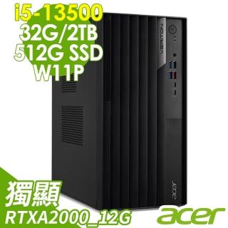 【Acer 宏碁】i5 RTXA2000 十四核商用電腦(VM8715G/i5-13500/32G/2TB HDD+512G SSD/RTXA2000-12G/W11P)