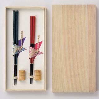 【兵左衛門】日本製 天然漆筷 八角筷 夫妻筷 日本筷子(2雙入 含筷架 禮盒組)