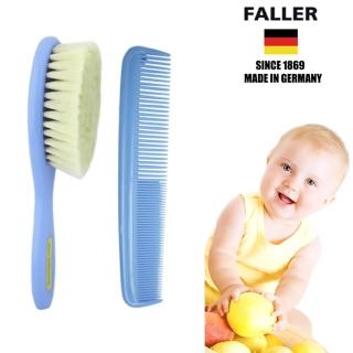 【FALLER 芙樂】山羊溫和寶寶嬰兒用髮梳加齒梳(乾刷/嬰兒寶寶按摩梳頭潔顏/520愛你)