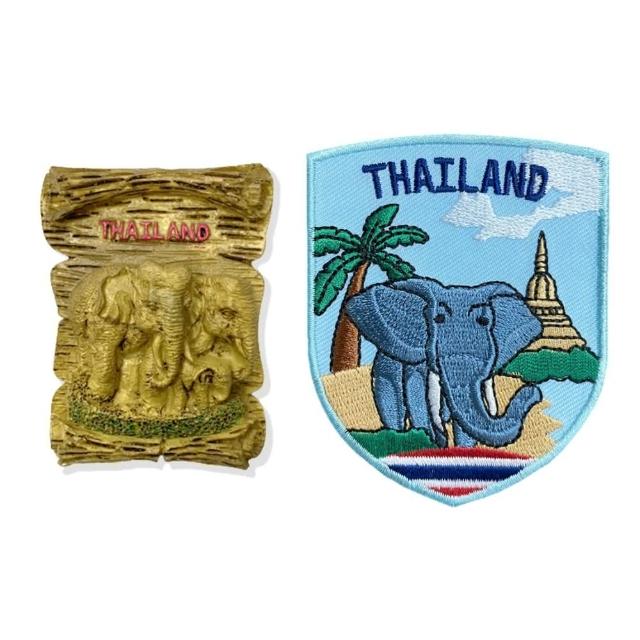 【A-ONE 匯旺】泰國大象磁鐵磁力貼☆+泰國 大象 皮夾徽章2件組紀念磁鐵療癒小物(C101+188)