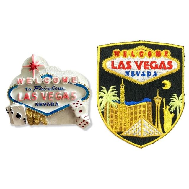 【A-ONE 匯旺】拉斯維加斯 賭場 Las Vegas電箱裝飾+美國 拉斯維加布貼2件組 造型立體磁鐵 大門磁鐵(C6+213)