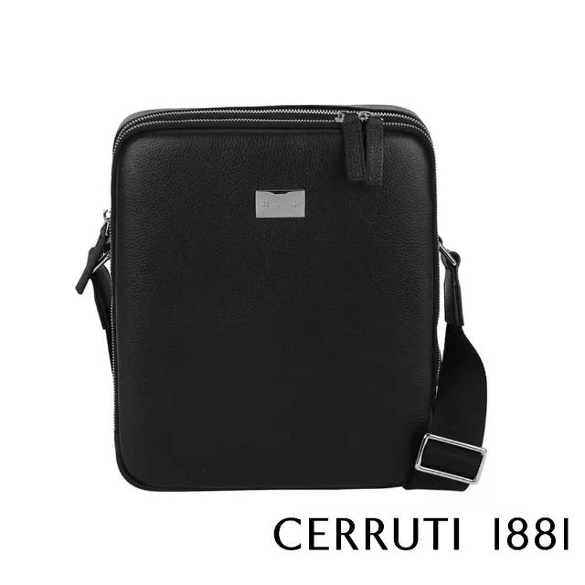 【Cerruti 1881】義大利頂級小牛皮肩背包斜背包(黑色 CEBO06588M)