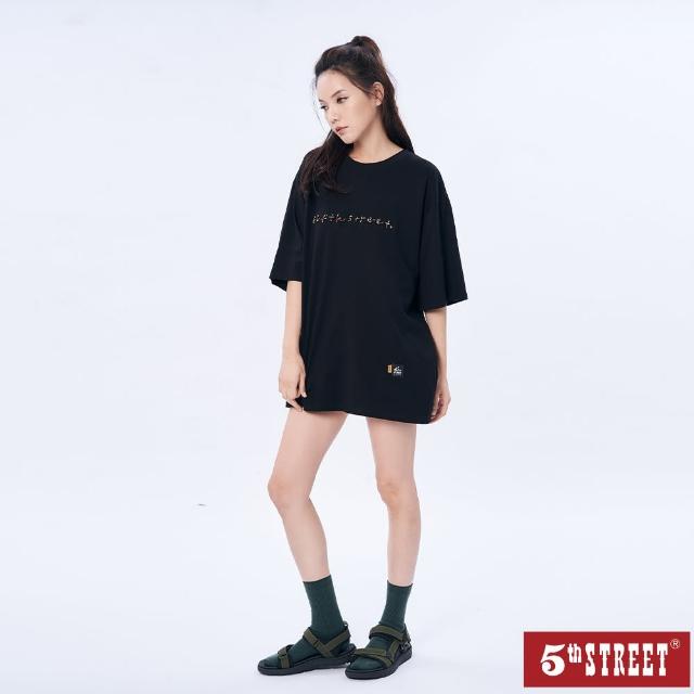 【5th STREET】女裝彩色草寫logo設計短袖T恤-黑色
