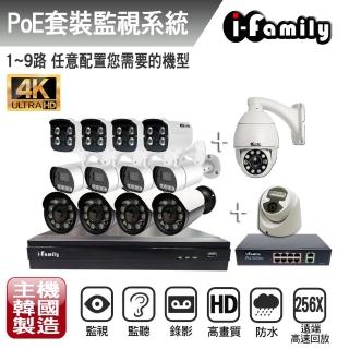 【I-Family】韓國製NVR主機 9路式監控錄影組 本組合僅主機+8埠交換器 需自選購鏡頭