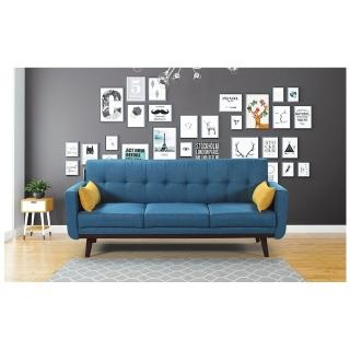 【AS 雅司設計】貝多北歐藍色三人座沙發床-展開:200×109×44公分
