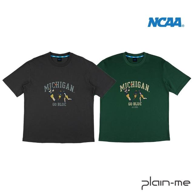 【plain-me】NCAA 微落肩橄欖球運動圖T恤 NCAA0144-241(男款/女款 共2色 TEE 短袖 休閒上衣)