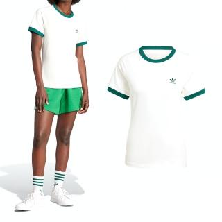 【adidas 愛迪達】Vrct Tee 女款 白綠色 上衣 運動 休閒 三葉草 短袖 IN4110