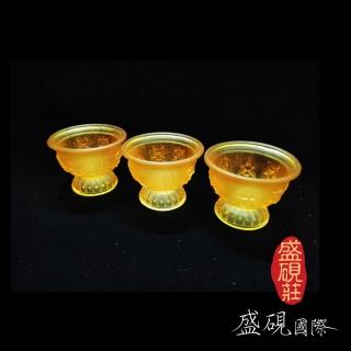 【盛硯莊佛教文物】大號藏傳八吉祥琉璃供杯 X3(藏傳文物)