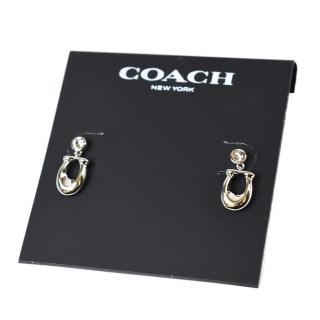 【COACH】專櫃款 C字鋯石針式耳環-銀色