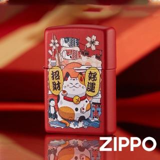 【Zippo】好運招財貓-紅-防風打火機(美國防風打火機)