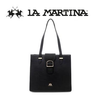 【LA MARTINA】義大利原裝進口 限量2折 頂級皮革金標拖特包 1258T 全新專櫃展示品(黑色)