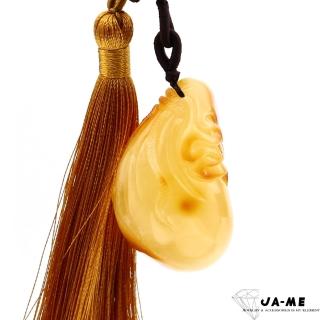 【JA-ME】天然琥珀波羅的海蜜蠟帶焦糖色錢袋吊飾 21克