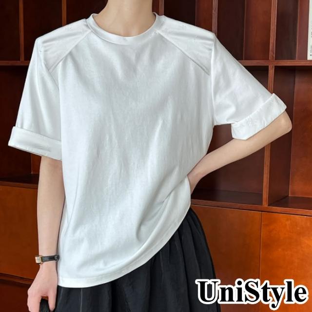 【UniStyle】短袖上衣 韓系肩部袖口緹花刺繡設計感 女 UV2565(白)