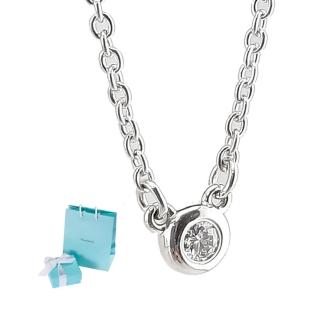 【Tiffany&Co. 蒂芙尼】明亮切割圓形鑽石墜飾925純銀項鍊(預購款)