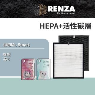 【RENZA】適用 Mr. Smart 零.8 空氣清淨機(HEPA濾網+活性碳濾網 濾芯)
