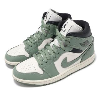 【NIKE 耐吉】休閒鞋 Wmns Air Jordan 1 Mid 女鞋 男鞋 苔綠 黑 AJ1 中筒(BQ6472-130)