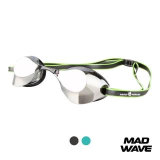 【俄羅斯MADWAVE】競技款電鍍導流設計泳鏡MIRROR BLACK(競技 成人 飆速)