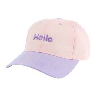 【HUGGER】文青撞色兒童棒球帽子 Hello粉紫色(背包童裝鴨舌帽透氣輕巧防曬)
